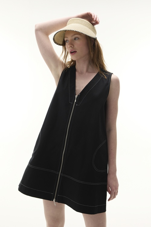  A FORM KOLSUZ FERMUARLI MİNİ ELBİSE