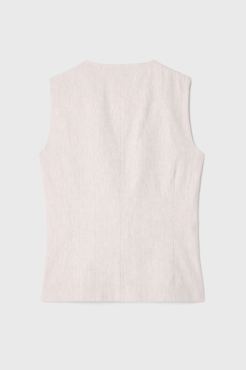  KETEN KARIŞIMLI KOLSUZ FITTED CEKET