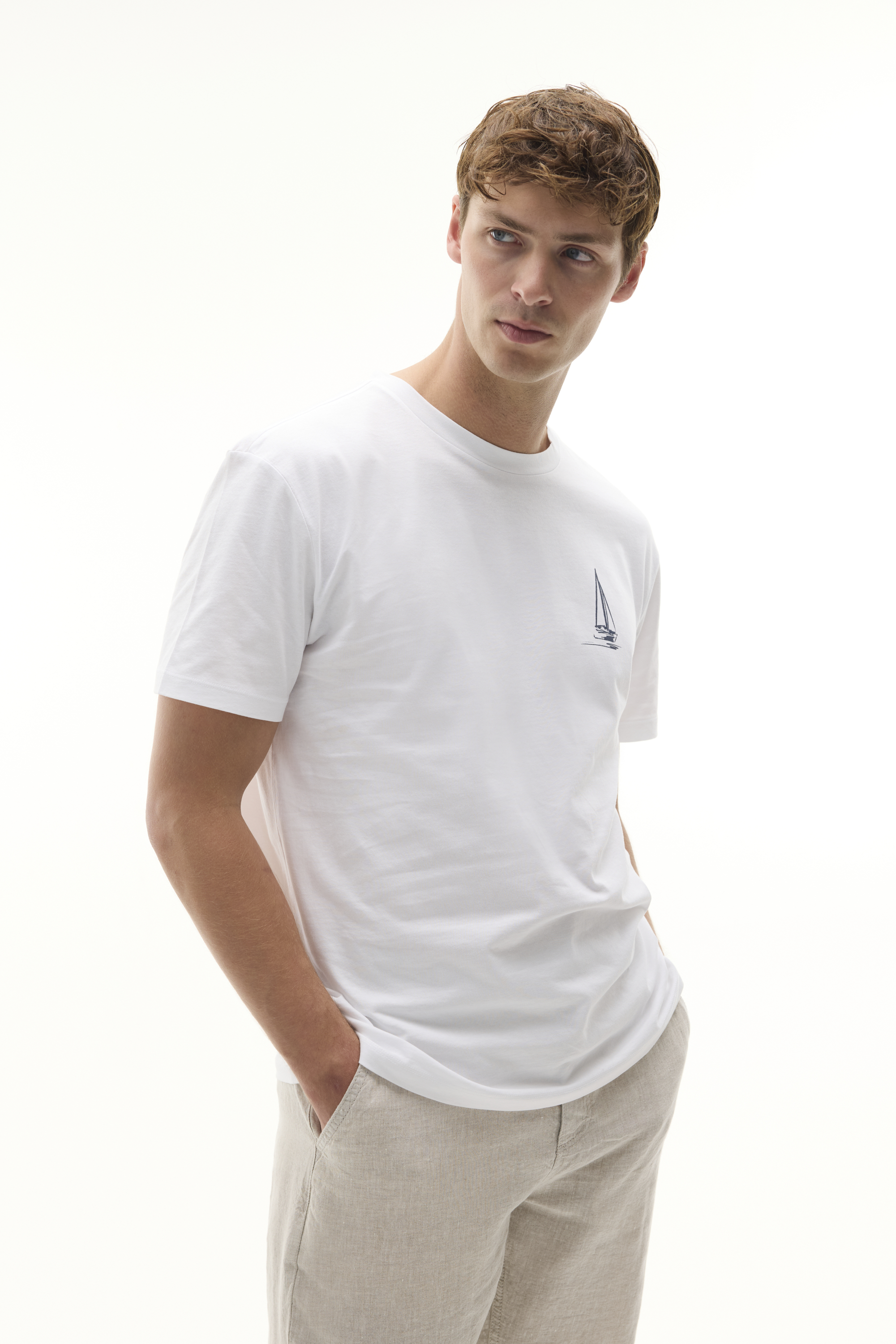 Erkek Beyaz Comfort Fit Baskılı Kısa Kollu T-Shirt