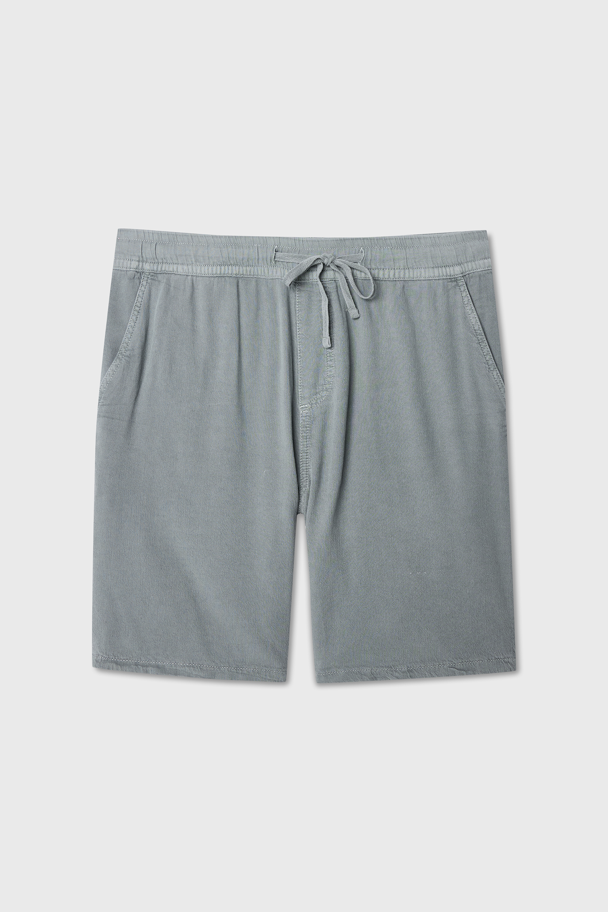 Erkek Yeşil Gri Straight Fit Bağlamalı Şort