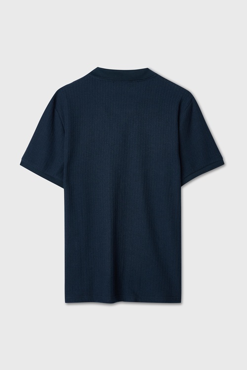  Erkek Lacivert Polo Yaka Örme T-Shirt