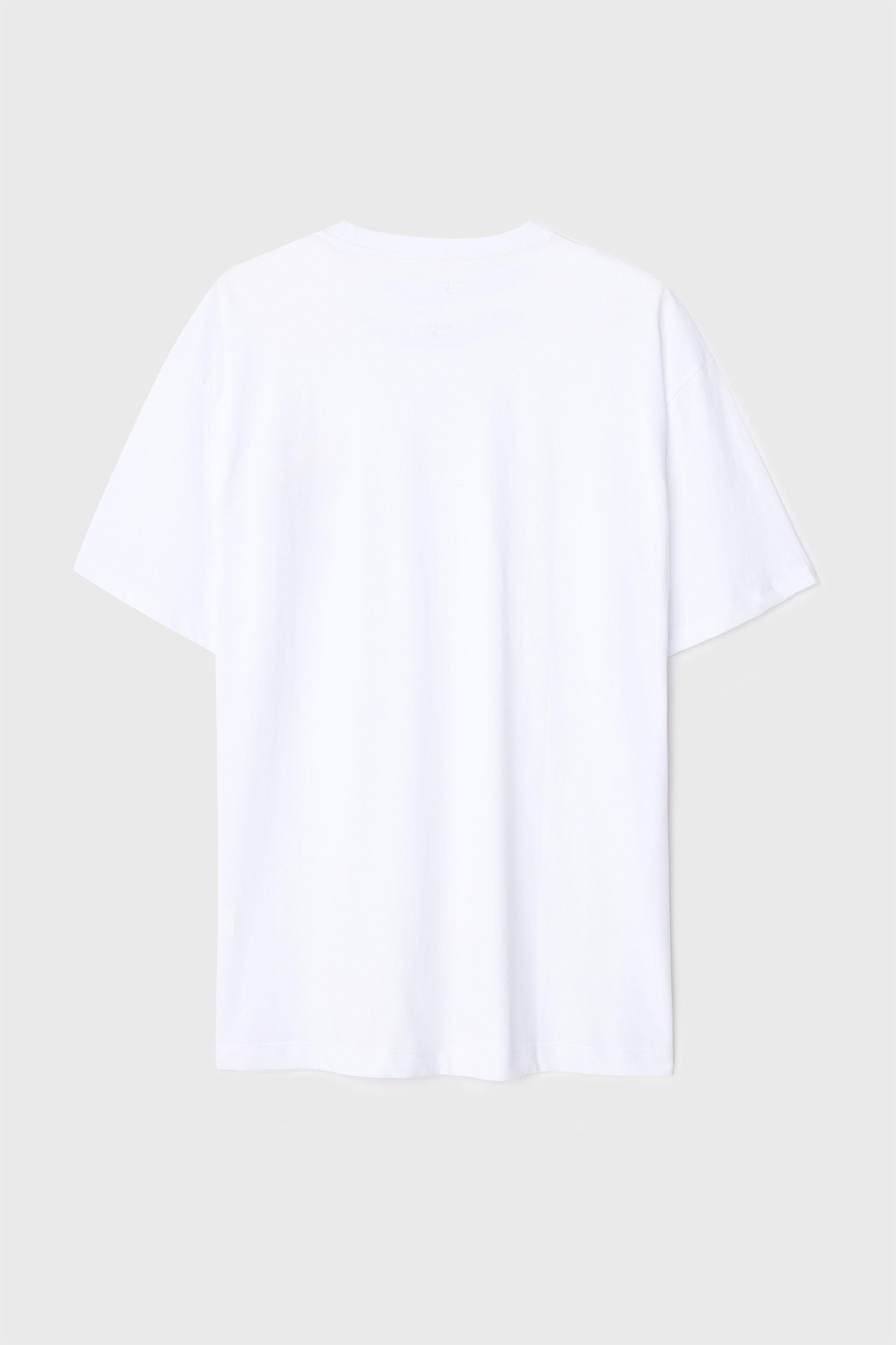 Erkek Beyaz Marin Baskılı Oversize Bisiklet Yaka T-Shirt