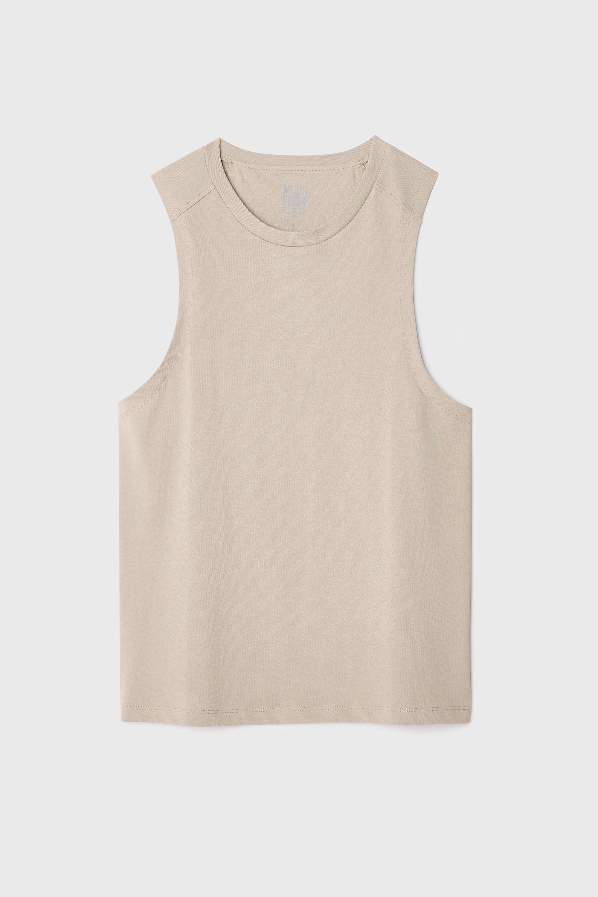 Erkek Bej Rengi Loose Fit Bisiklet Yaka Atlet