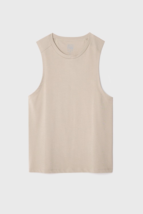  Erkek Bej Rengi Loose Fit Bisiklet Yaka Atlet