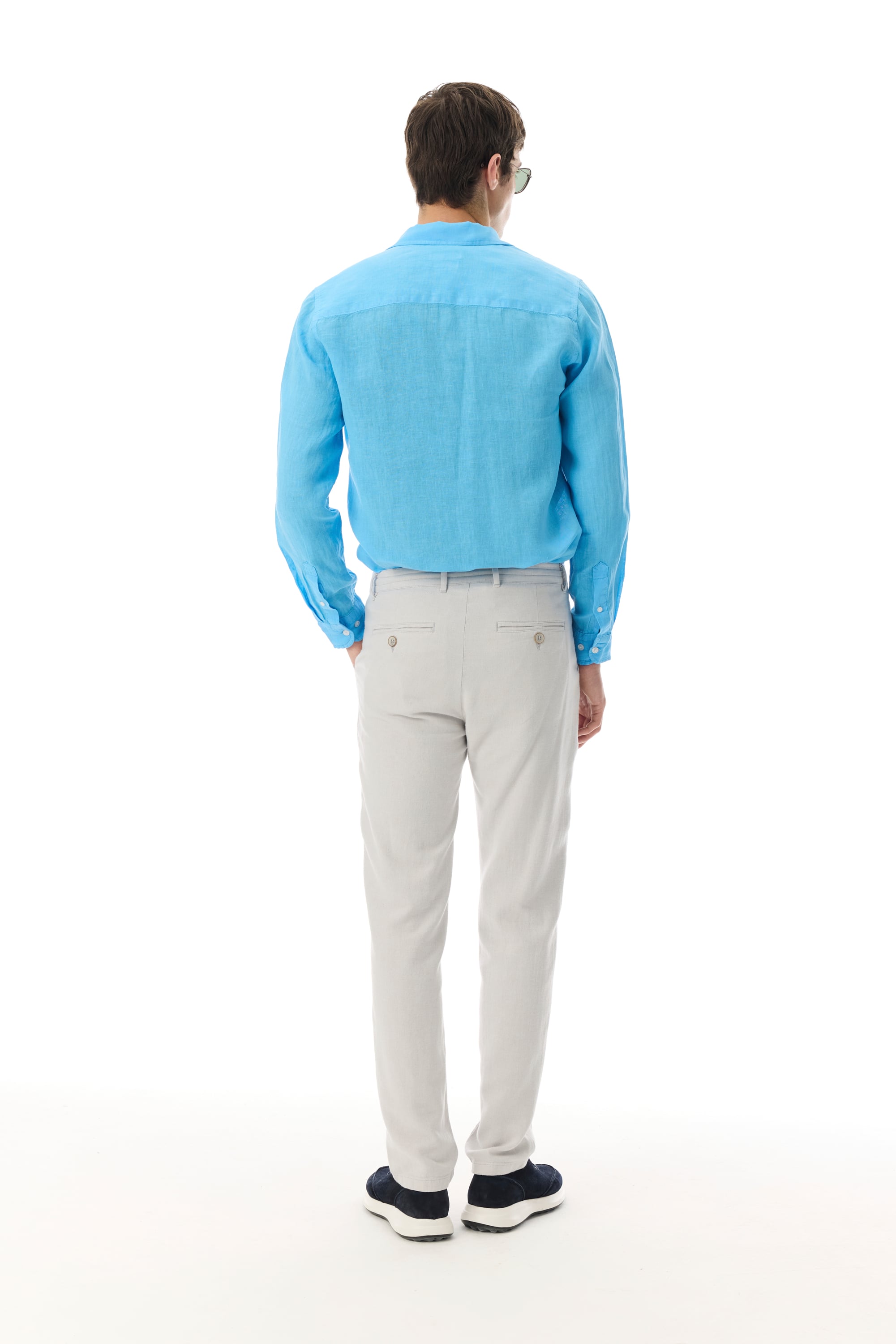 REGULAR FIT UZUN KOLLU KETEN GÖMLEK