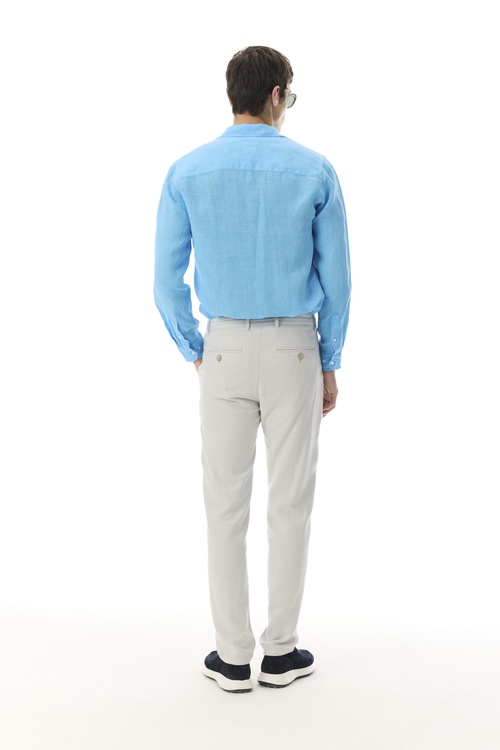  REGULAR FIT UZUN KOLLU KETEN GÖMLEK