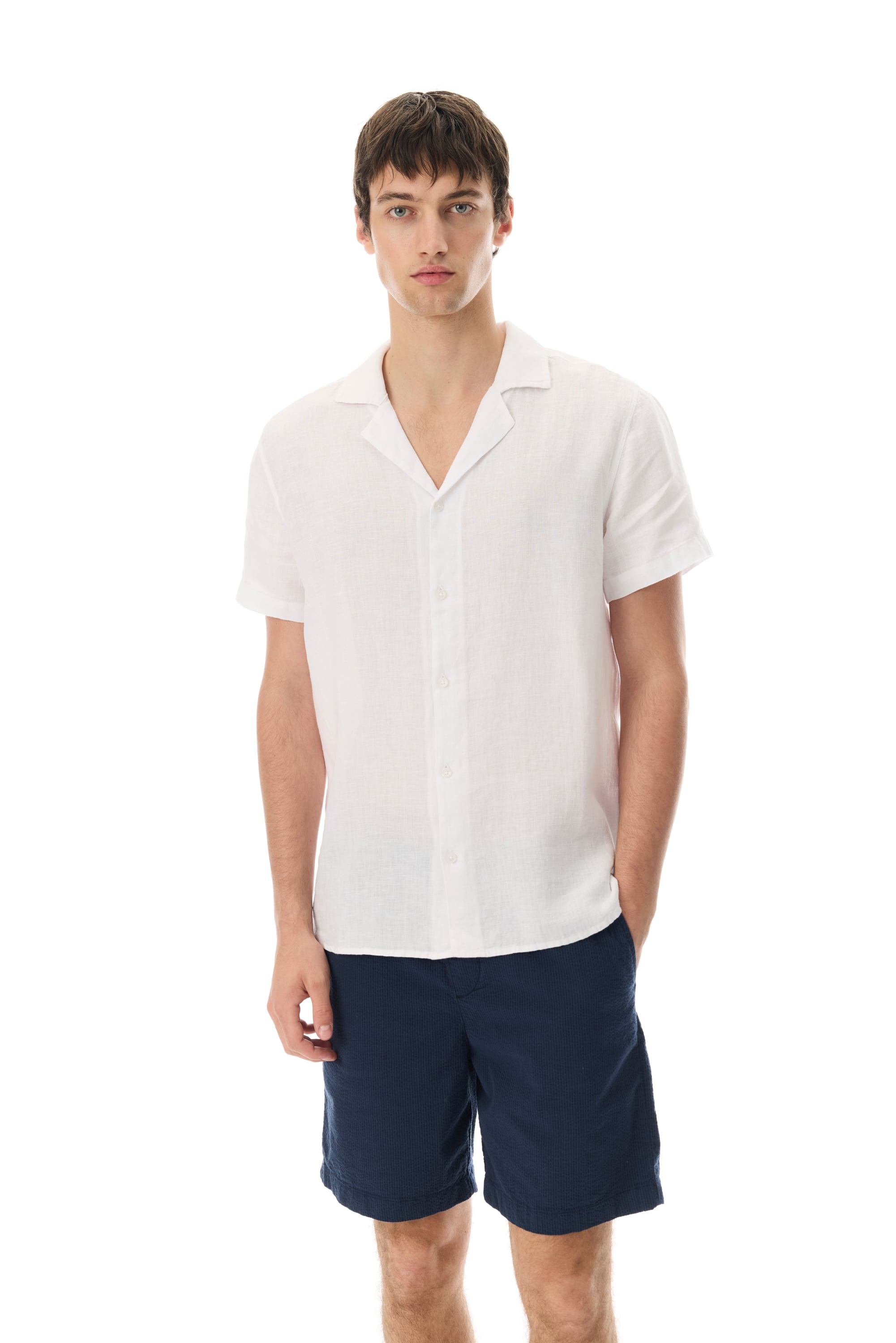 REGULAR FIT KISA KOLLU KETEN GÖMLEK