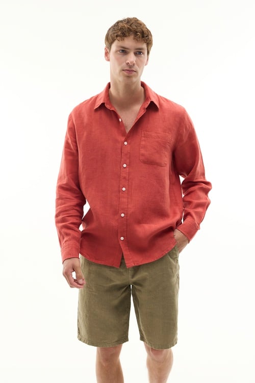  REGULAR FIT UZUN KOLLU KETEN GÖMLEK