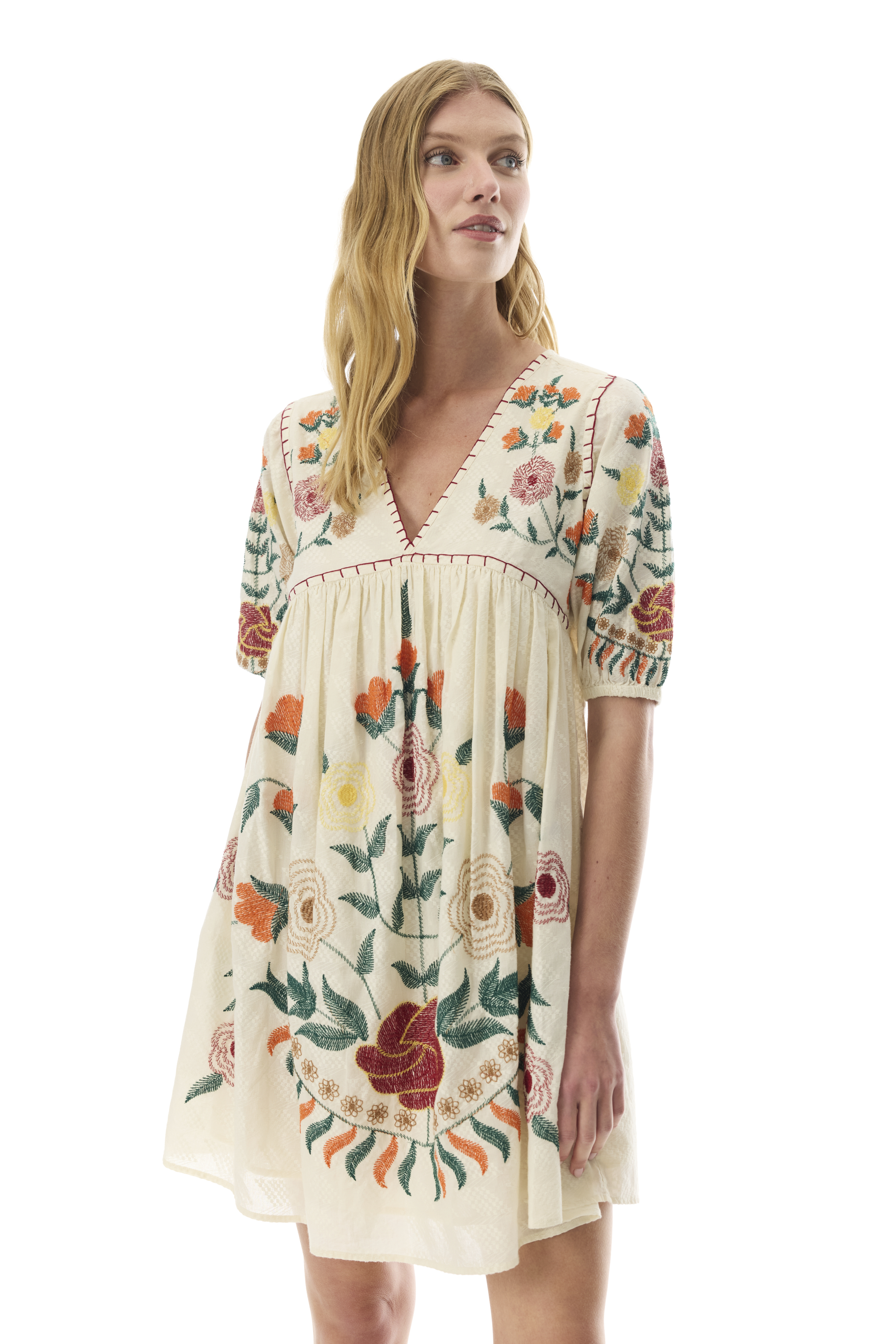 ETNİK NAKIŞLI A FORM MİNİ ELBİSE