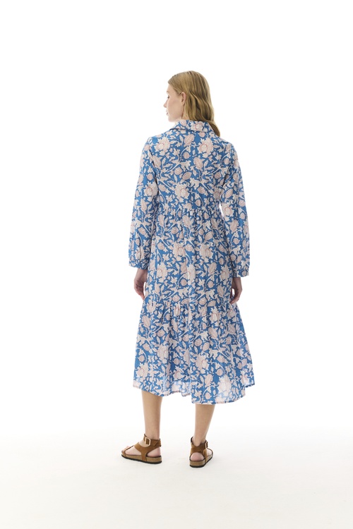  ÇİÇEK BASKILI A FORM UZUN GÖMLEK ELBİSE