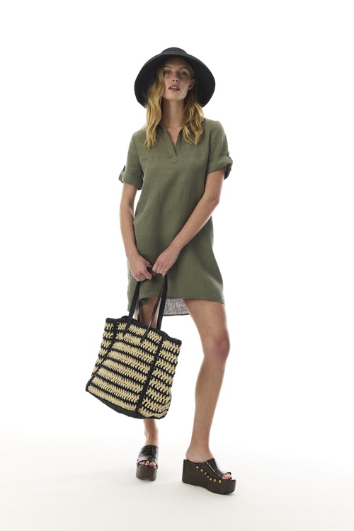  A FORM GÖMLEK YAKA MİNİ ELBİSE