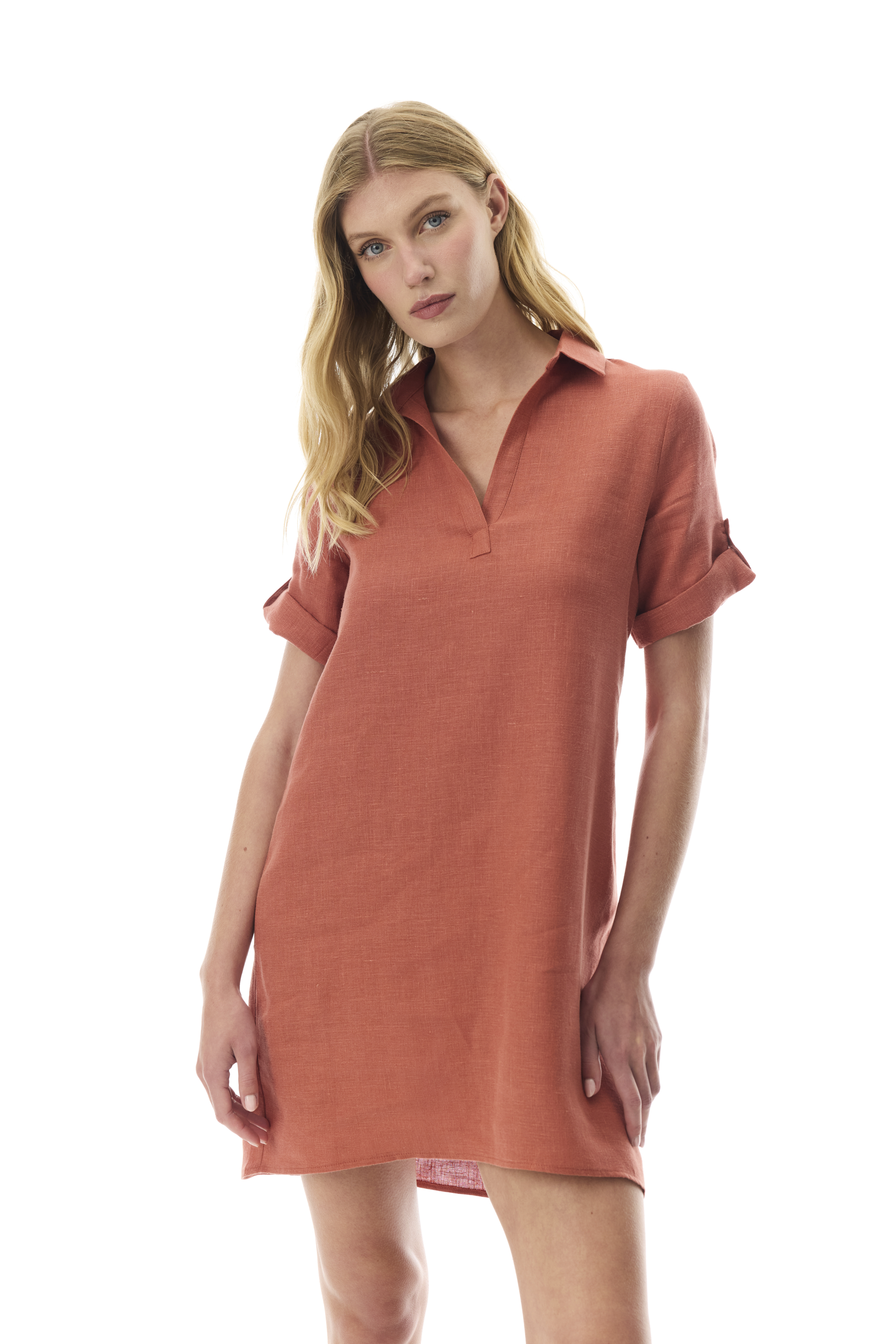 A FORM GÖMLEK YAKA MİNİ ELBİSE