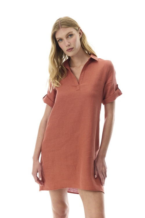  A FORM GÖMLEK YAKA MİNİ ELBİSE