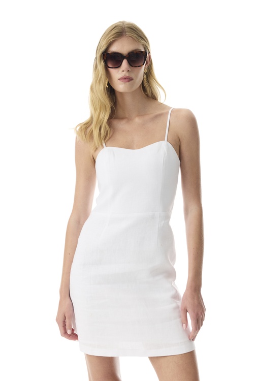  ASKILI MİNİ KETEN ELBİSE