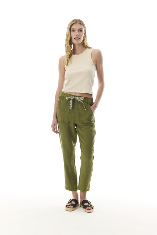  STRAIGHT FIT BELİ BAĞLAMALI KETEN PANTOLON