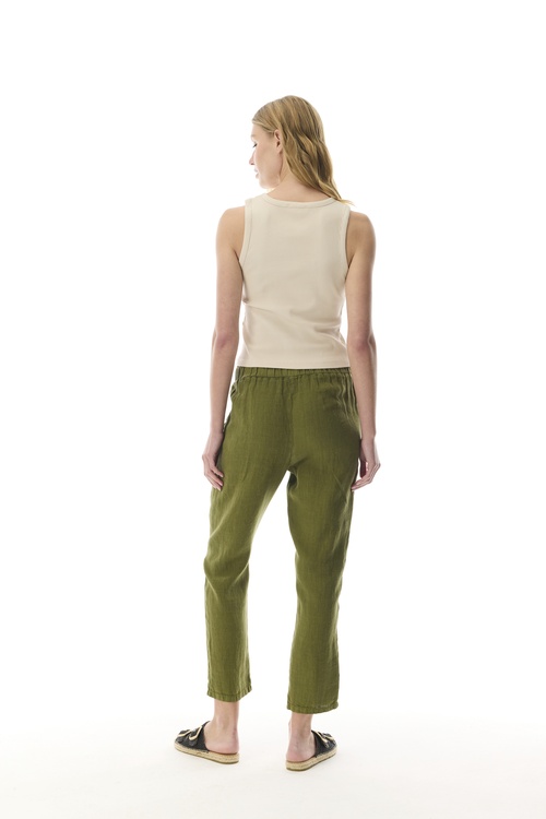  STRAIGHT FIT BELİ BAĞLAMALI KETEN PANTOLON