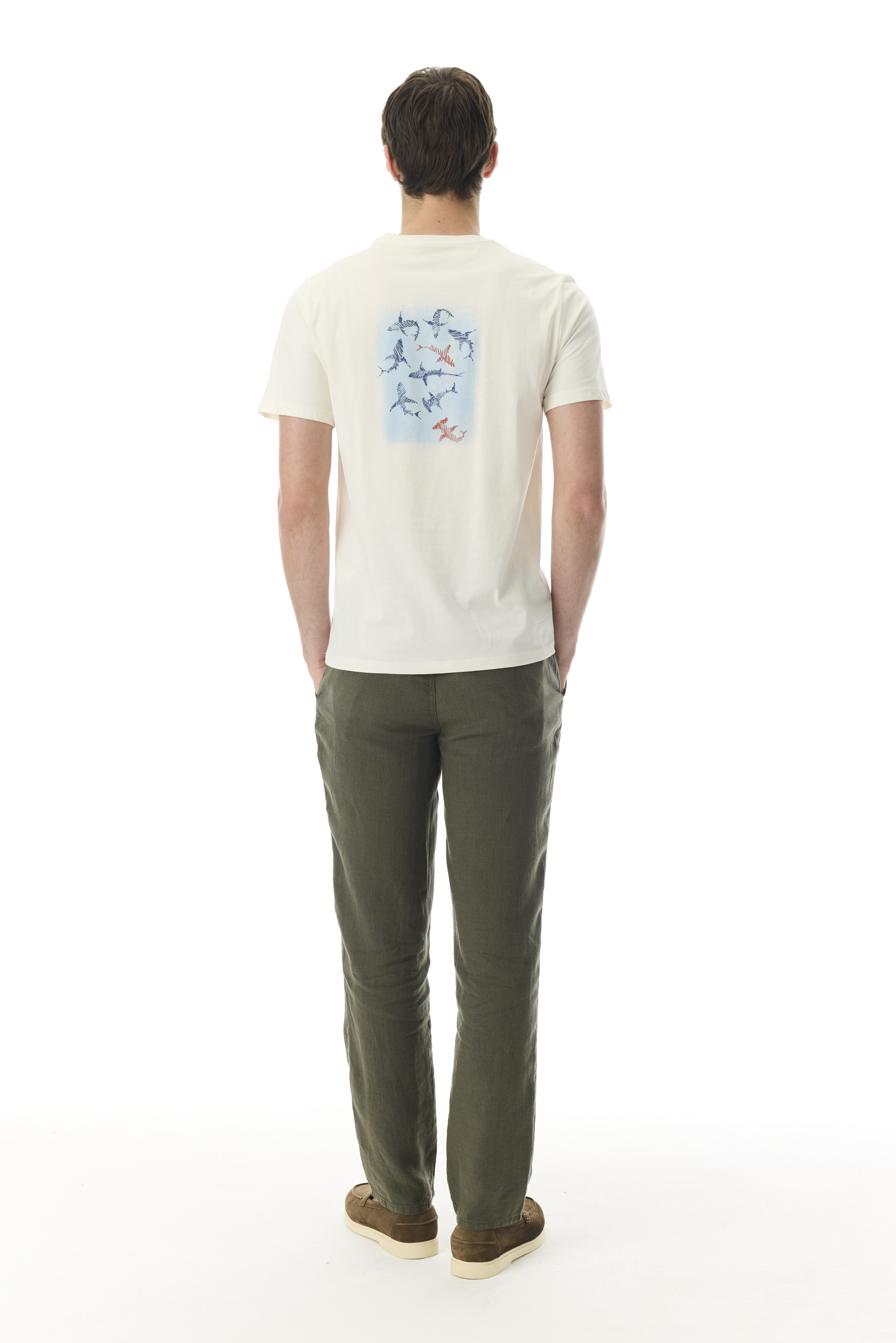 BASKILI COMFORT FIT BİSİKLET YAKA T-SHIRT