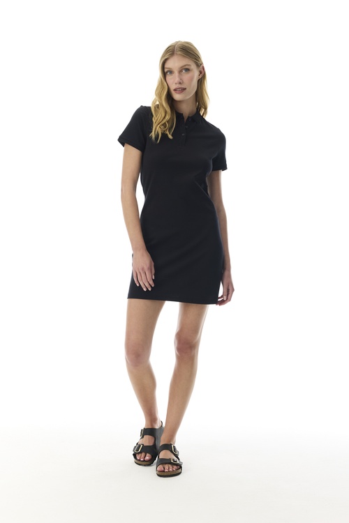  POLO YAKA KISA KOLLU MİNİ ELBİSE