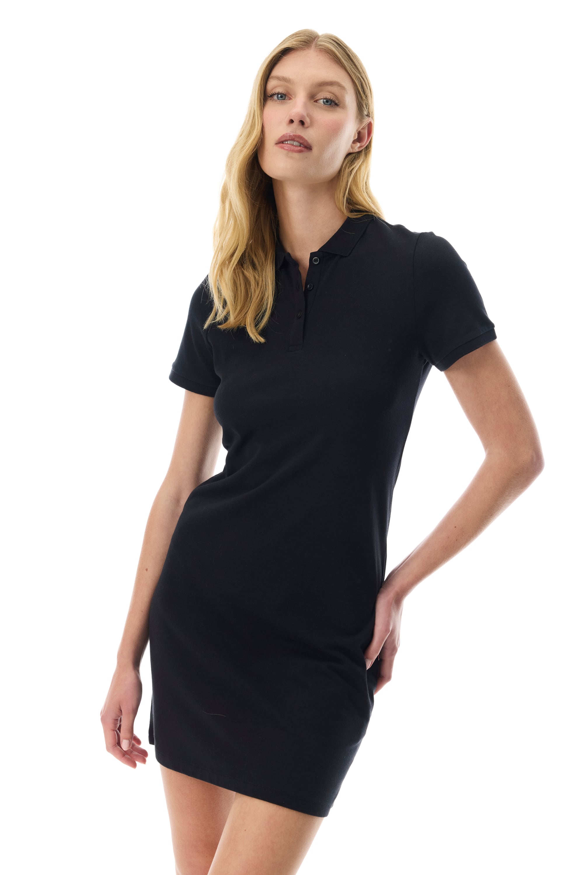 POLO YAKA KISA KOLLU MİNİ ELBİSE