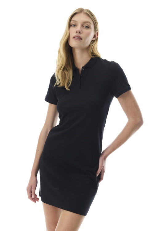  POLO YAKA KISA KOLLU MİNİ ELBİSE