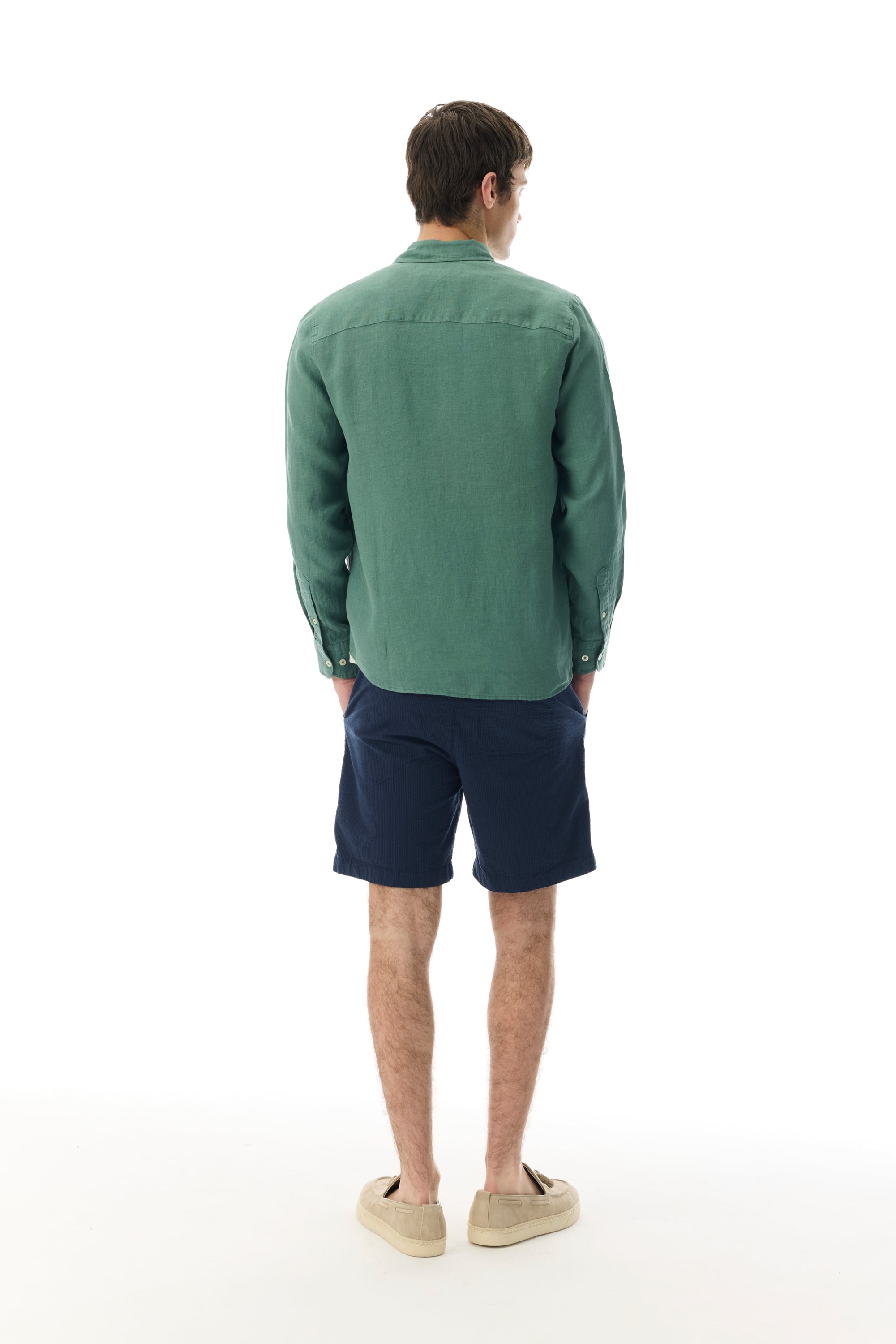 SLIM FIT UZUN KOLLU KETEN GÖMLEK