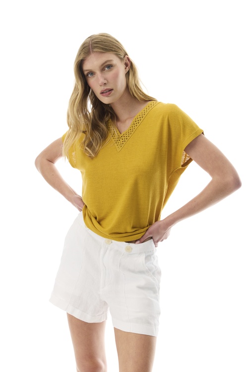  DETAYLI V YAKA T-SHIRT