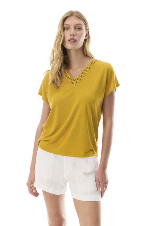  DETAYLI V YAKA T-SHIRT