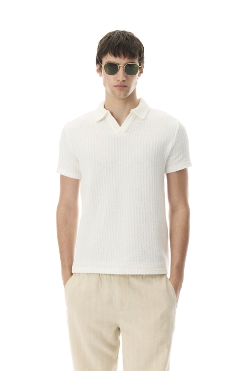  ÇİZGİLİ DOKULU POLO YAKA T-SHIRT