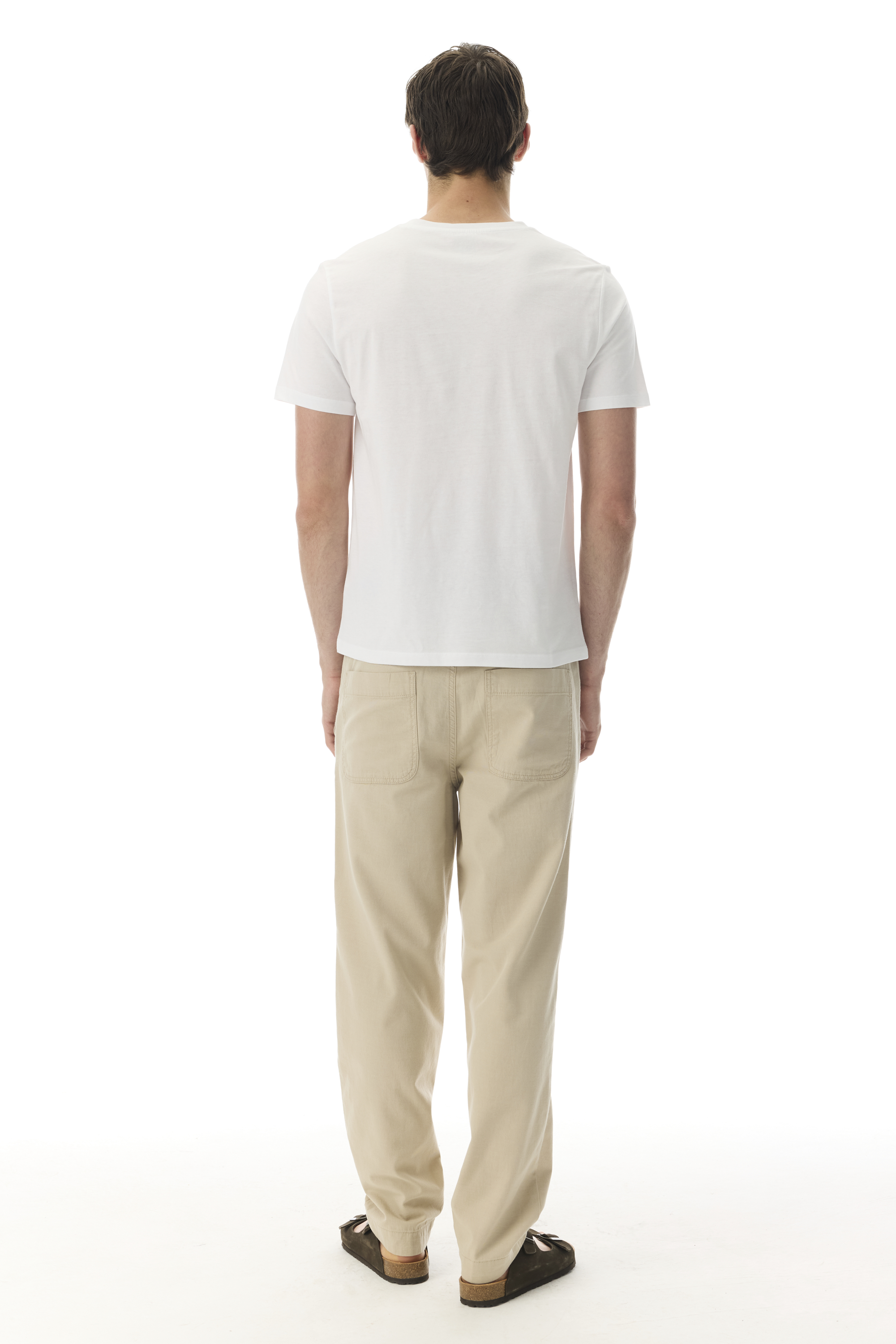 Erkek Bej Rengi Loose Fit Beli Bağlamalı Pantolon