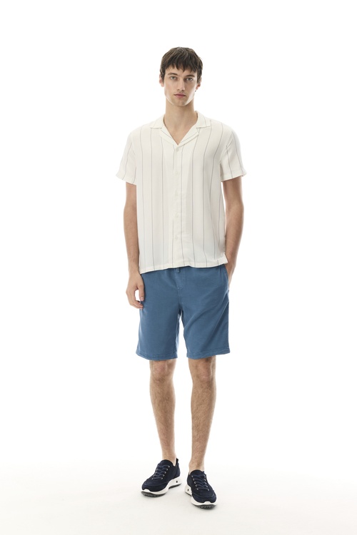  REGULAR FIT ÇİZGİLİ KISA KOLLU LİYOSEL GÖMLEK