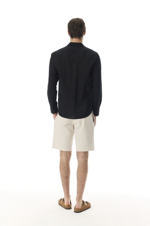  REGULAR FIT UZUN KOLLU KETEN KARIŞIMLI GÖMLEK