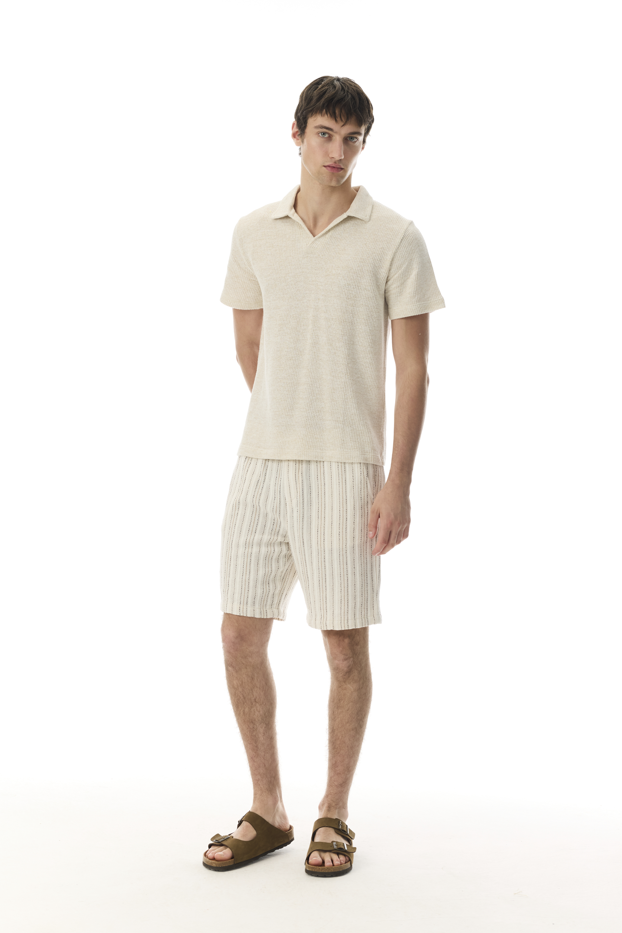 ÇİZGİLİ BELİ LASTİKLİ ŞORT