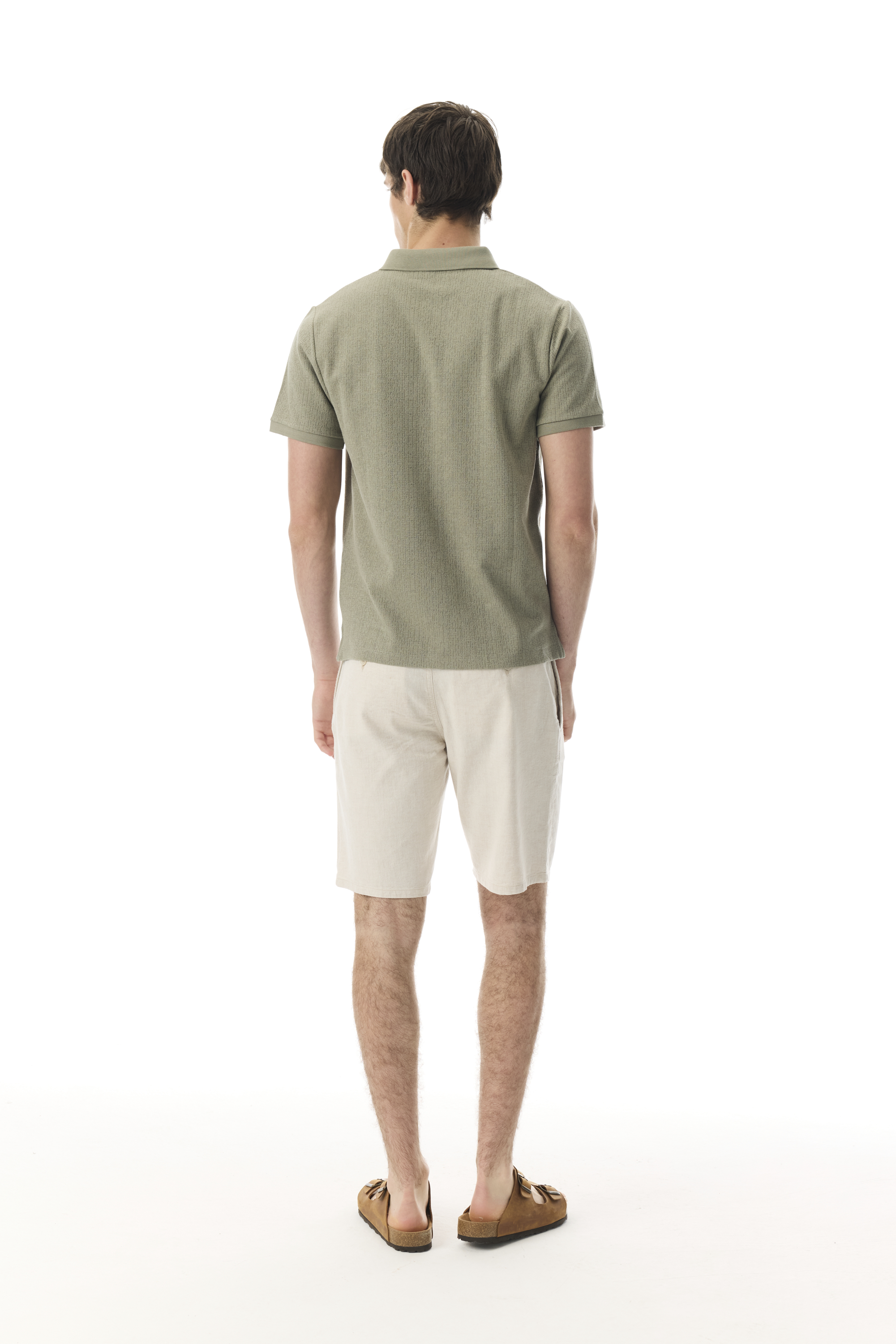 POLO YAKA ÖRME KISA KOLLU T-SHIRT