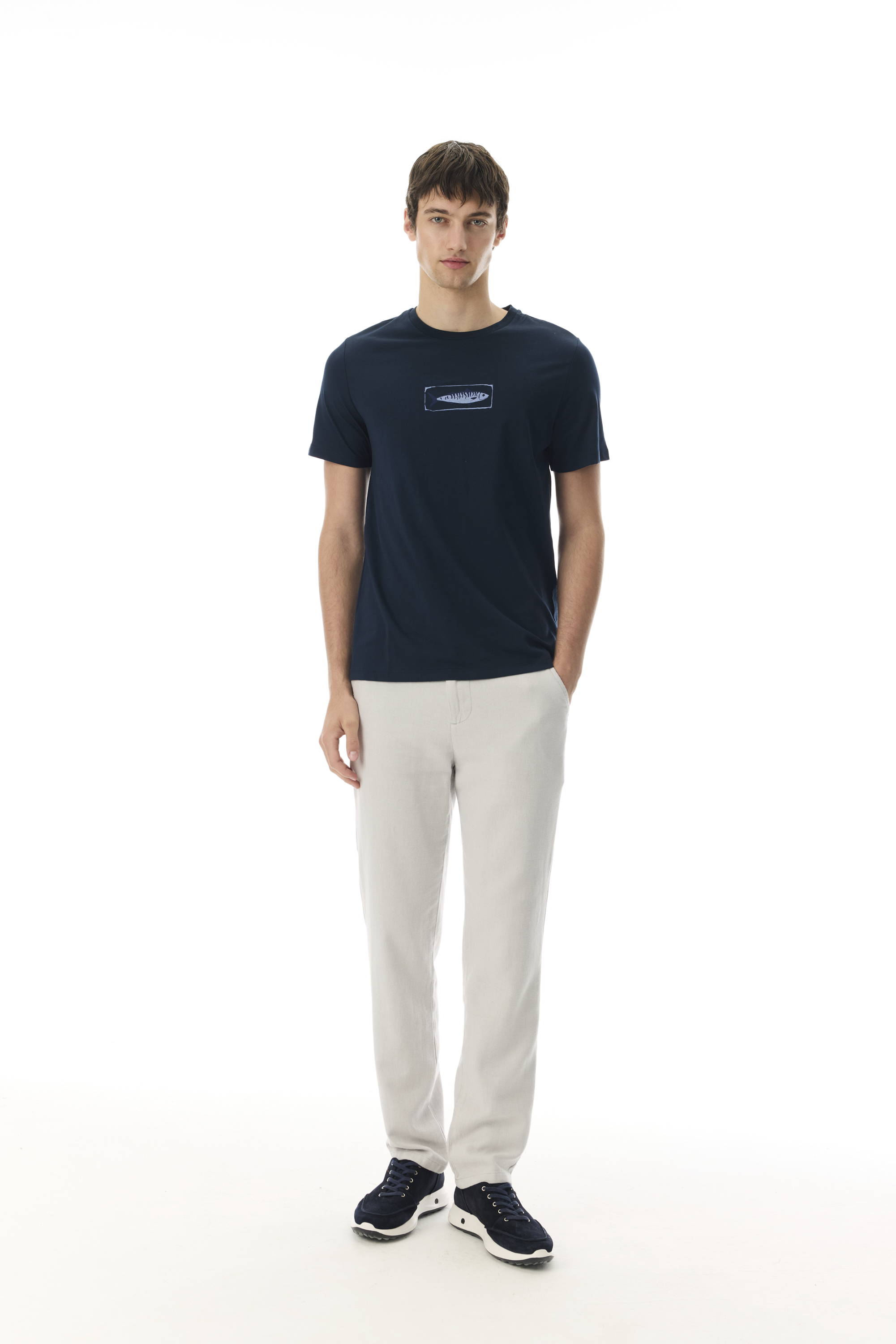 BASKILI BİSİKLET YAKA T-SHIRT