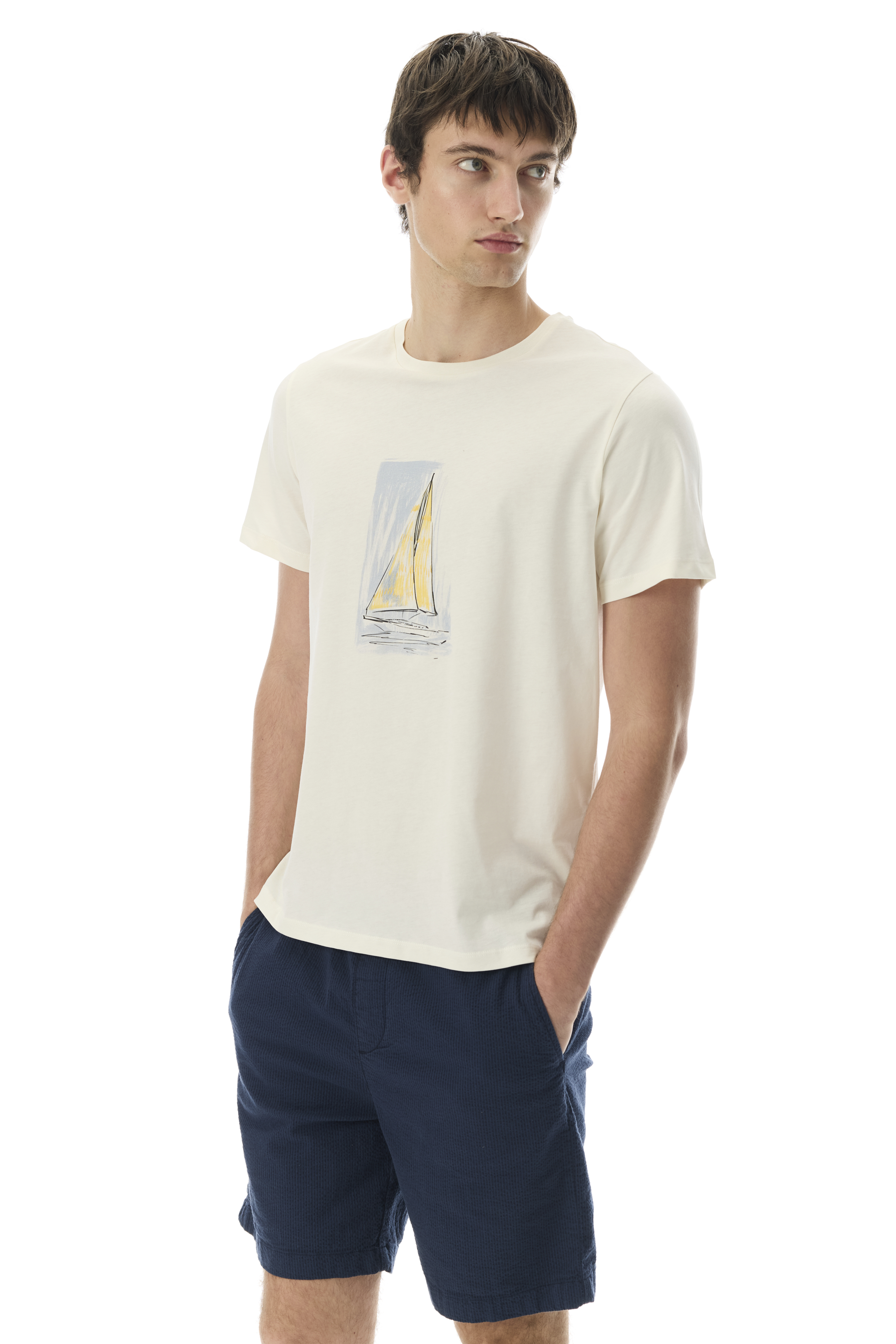 BASKILI BİSİKLET YAKA T-SHIRT