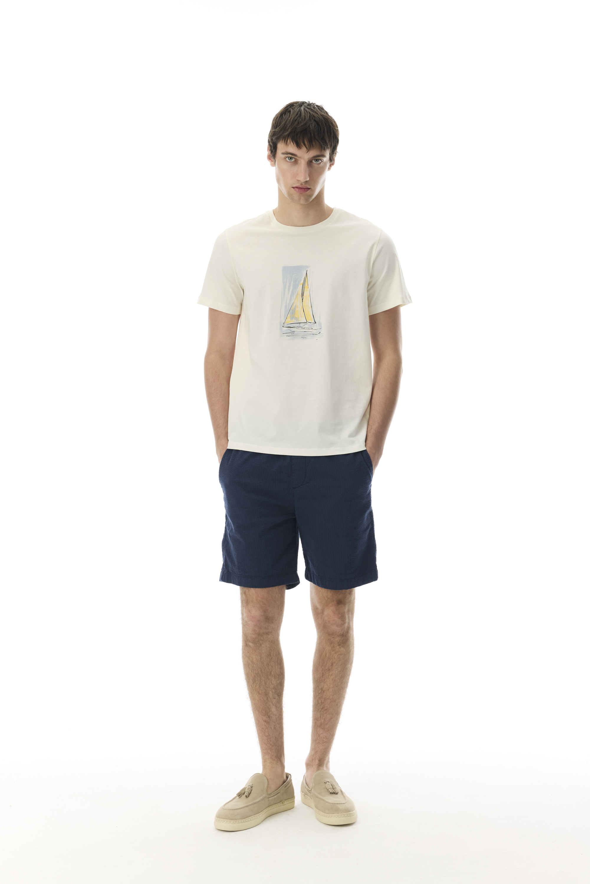 BASKILI BİSİKLET YAKA T-SHIRT