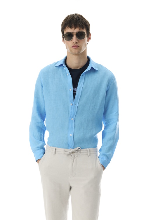  REGULAR FIT UZUN KOLLU KETEN GÖMLEK