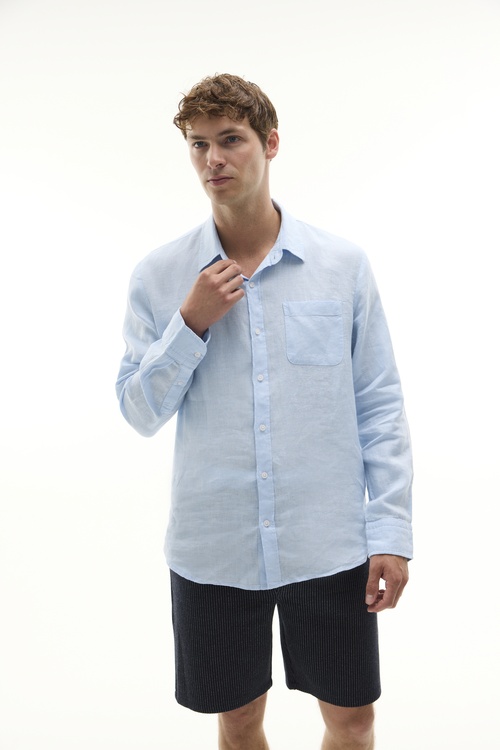  REGULAR FIT UZUN KOLLU KETEN GÖMLEK