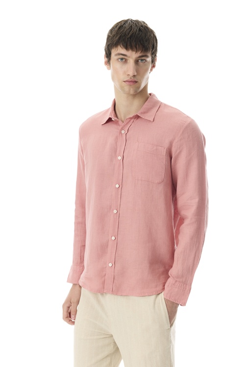  REGULAR FIT UZUN KOLLU KETEN GÖMLEK