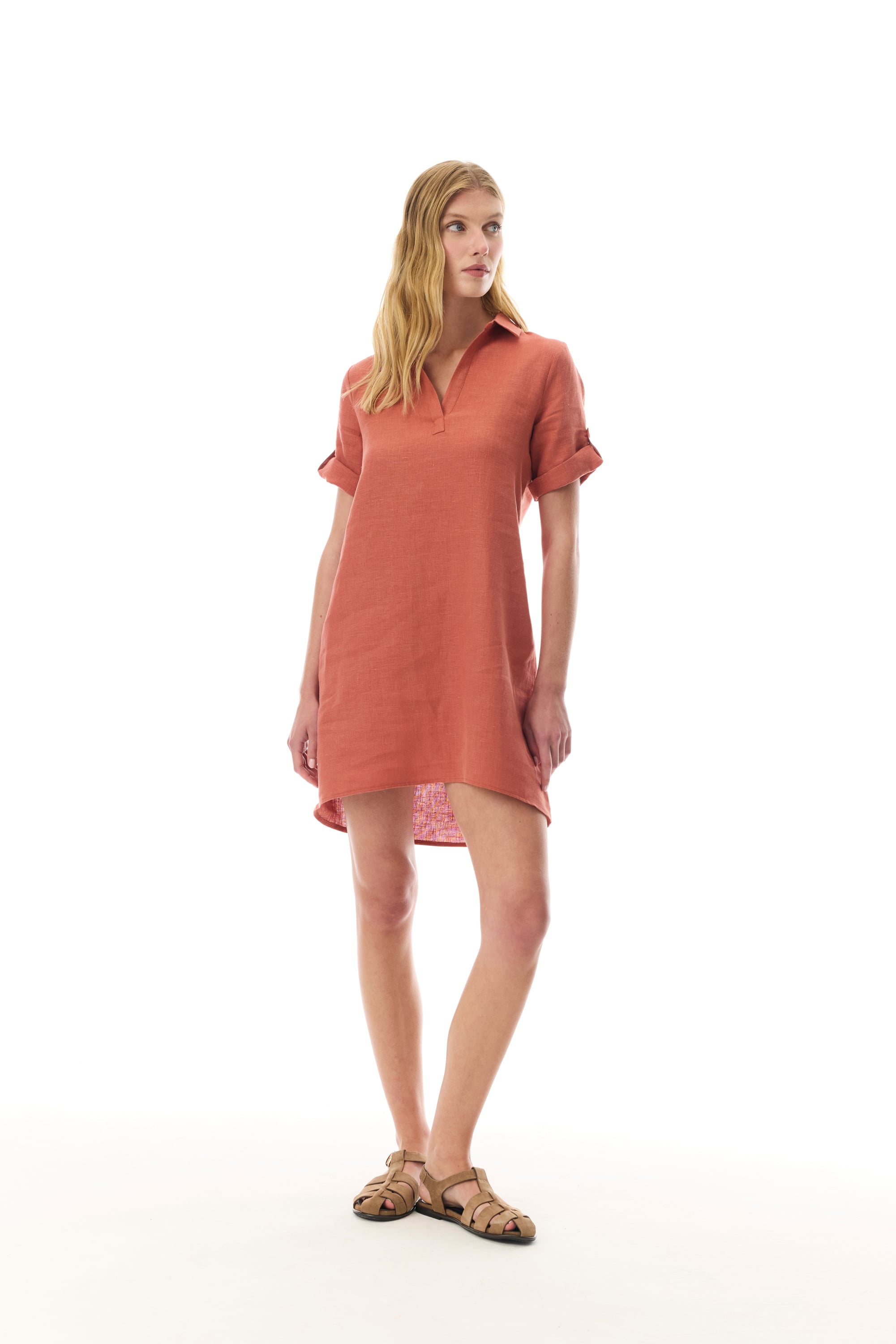 A FORM GÖMLEK YAKA MİNİ ELBİSE