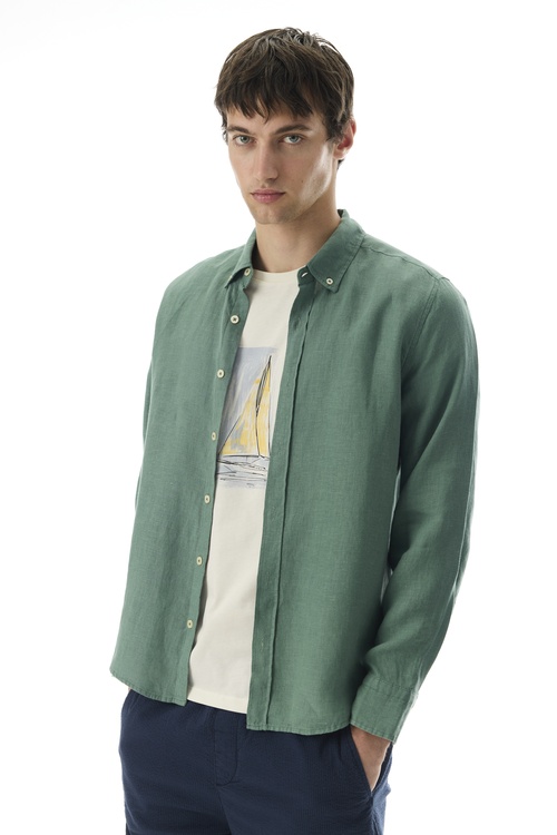  SLIM FIT UZUN KOLLU KETEN GÖMLEK