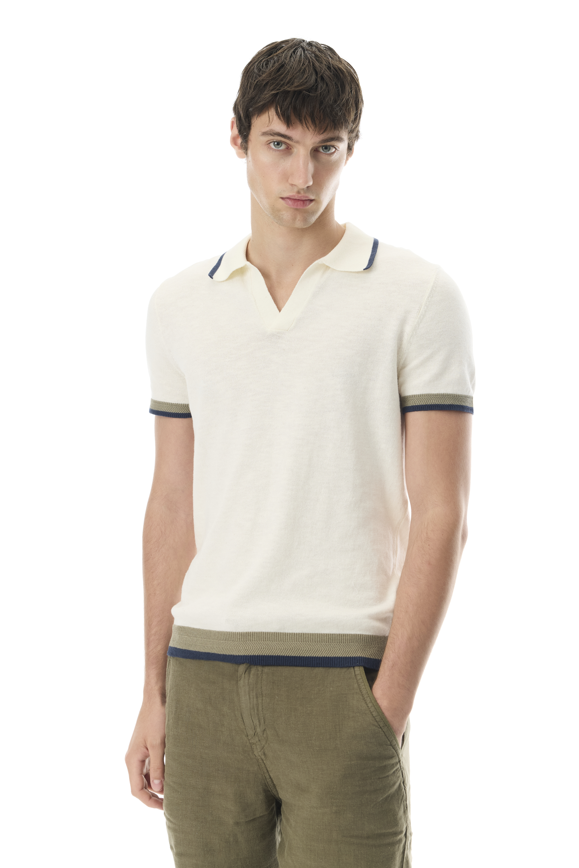 ŞERİTLİ POLO YAKA KISA KOLLU TRİKO KAZAK