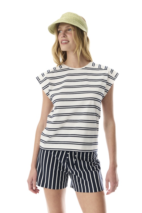  ÇİZGİLİ DÜŞÜK KOL BLUZ