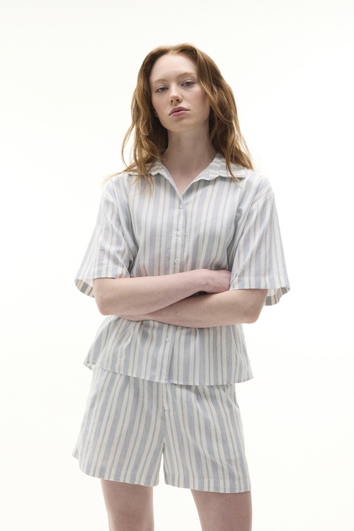  ÇİZGİLİ KISA KOLLU GÖMLEK