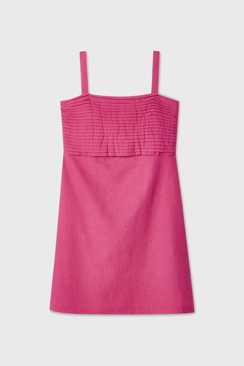  DÜZ KESİM MİNİ KETEN ELBİSE