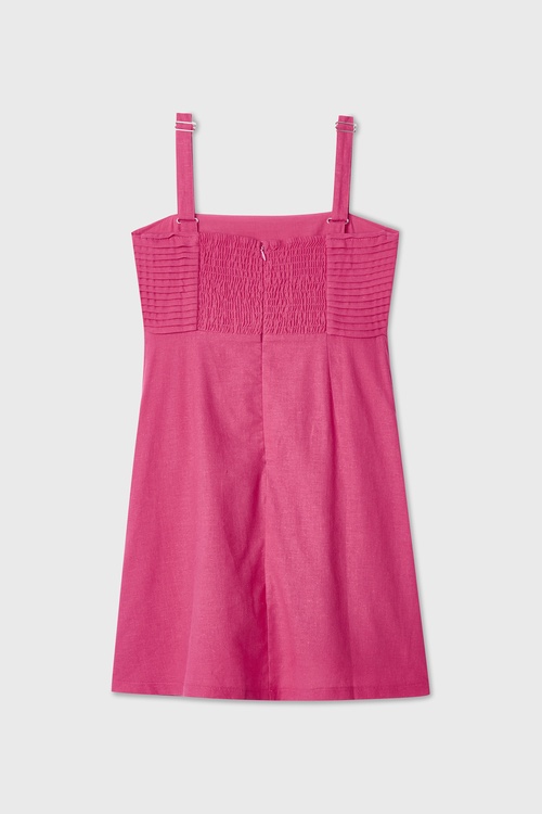  DÜZ KESİM MİNİ KETEN ELBİSE