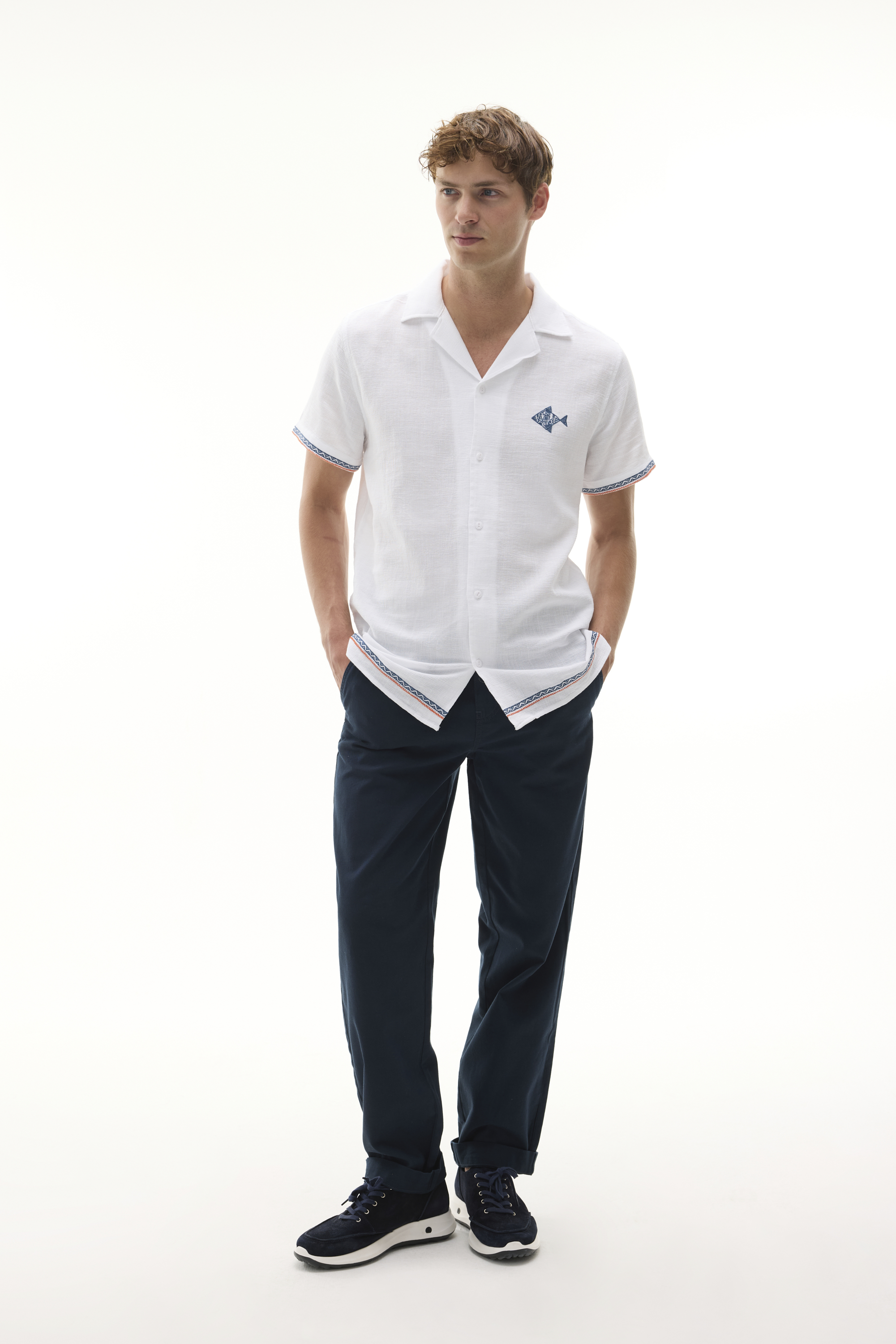 Erkek Lacivert Loose Fit Beli Bağlamalı Pantolon
