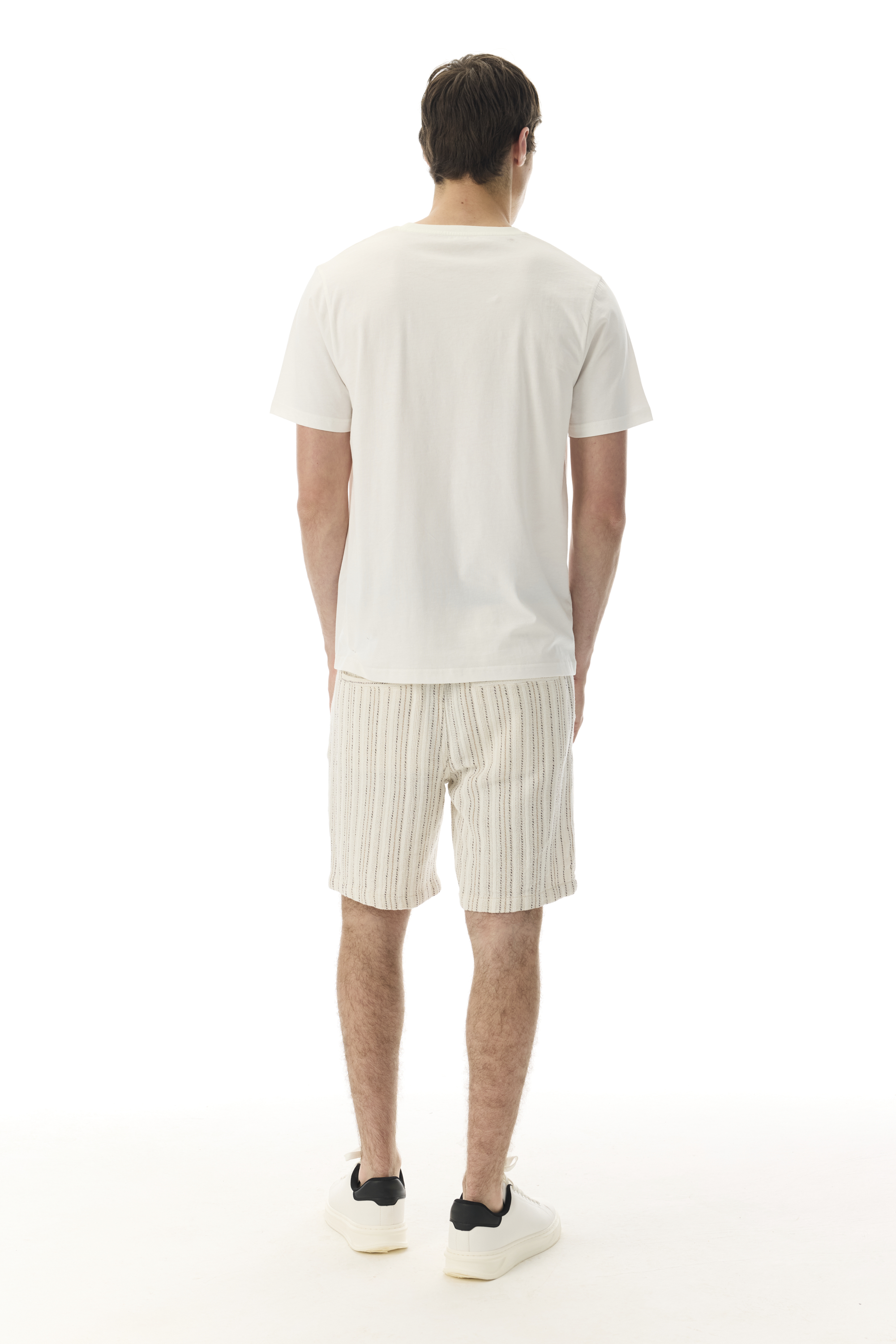 ÇİZGİLİ BELİ LASTİKLİ ŞORT