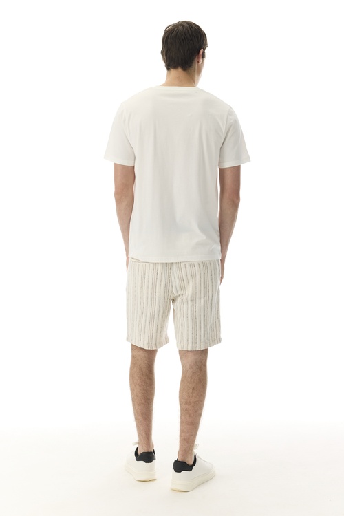 ÇİZGİLİ BELİ LASTİKLİ ŞORT