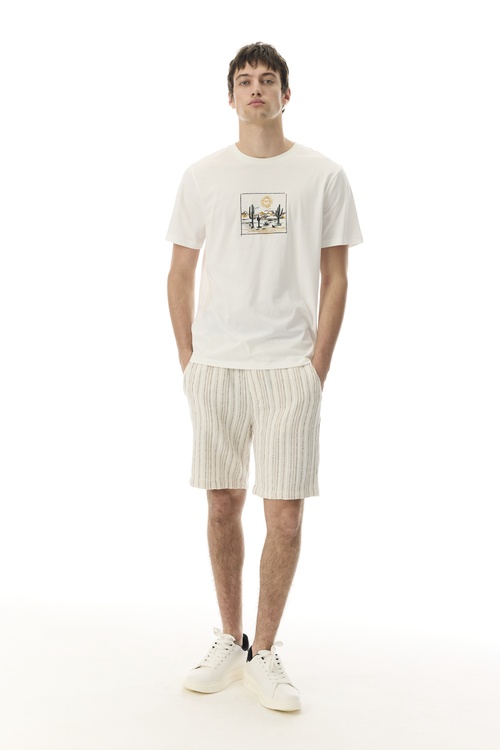 ÇİZGİLİ BELİ LASTİKLİ ŞORT